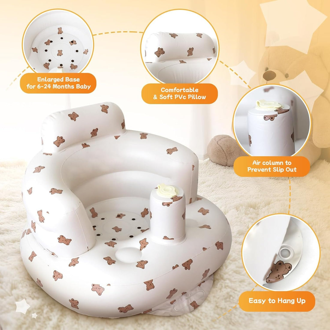 Inflatable Baby Seat, Infant Back Support Sofa